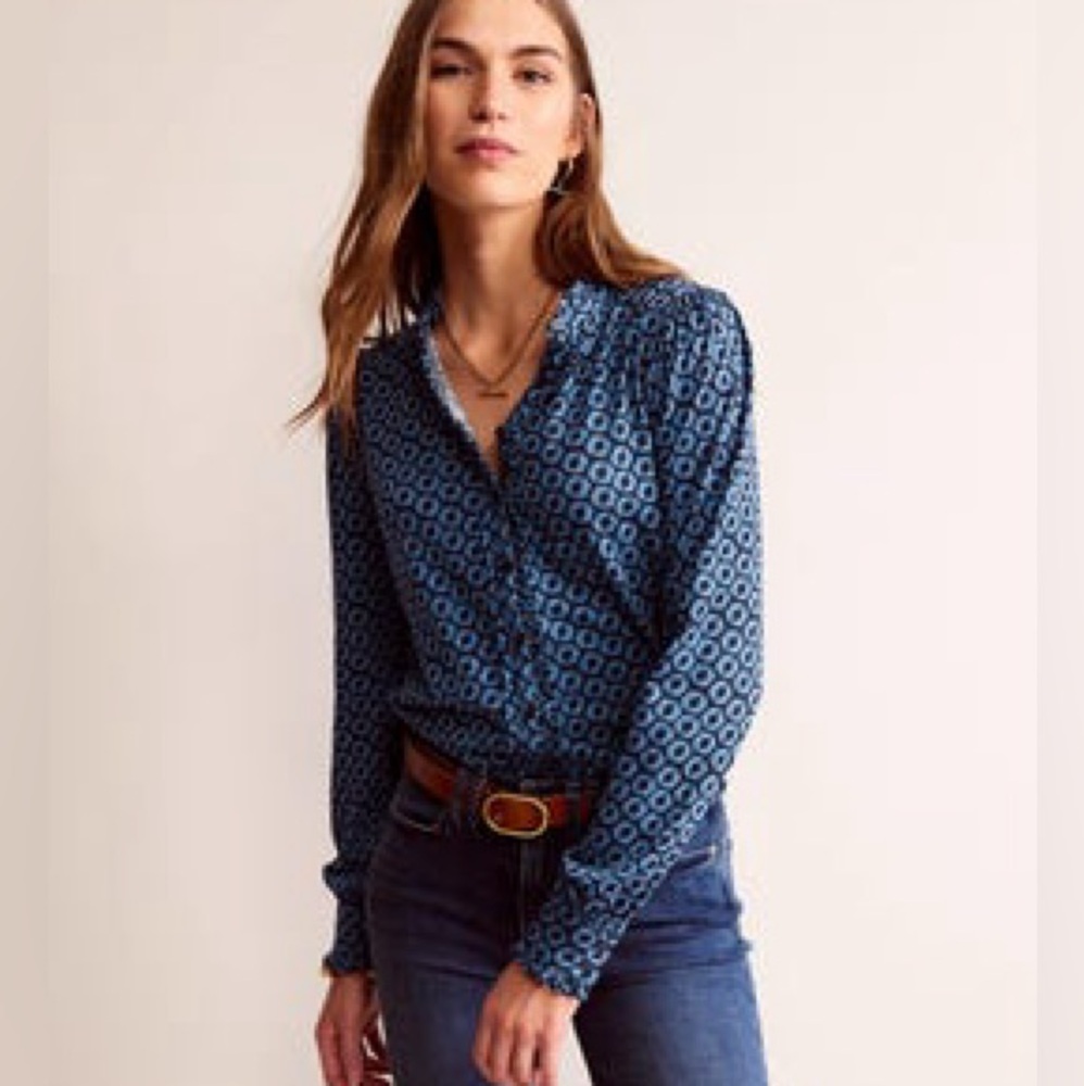 Boden Blue Button Down Shirt for Women